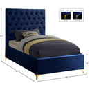  Color_Navy  Size_Twin  -- Cruz Navy Velvet Upholstered Twin Bed IMAGE 5
