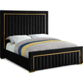  Color_Black Size_Queen -- Meridian Dolce Upholstered Panel Bed IMAGE 1