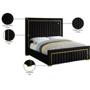 Meridian Dolce Black Velvet Queen Bed (3 Boxes) IMAGE 6
