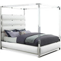  Color_White  Size_King  -- Encore White Vegan Leather Upholstered King Bed IMAGE 1