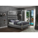  Color_Grey  Size_Queen  -- Encore Grey Vegan Leather Upholstered Queen Bed IMAGE 2