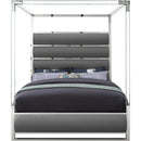  Color_Grey  Size_Queen  -- Encore Grey Vegan Leather Upholstered Queen Bed IMAGE 3