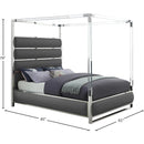  Color_Grey  Size_Queen  -- Encore Grey Vegan Leather Upholstered Queen Bed IMAGE 5