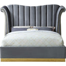  Color_Grey  Size_King  -- Flora Grey Velvet Upholstered King Bed IMAGE 3