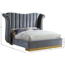 Meridian Flora Grey Velvet King Bed (3 Boxes) IMAGE 4