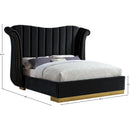  Color_Black  Size_Queen  -- Flora Black Velvet Upholstered Queen Bed IMAGE 4