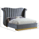  Color_Grey  Size_Queen  -- Flora Grey Velvet Upholstered Queen Bed IMAGE 4