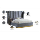 Meridian Flora Grey Velvet Queen Bed (3 Boxes) IMAGE 5