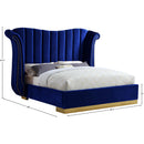  Color_Navy  Size_Queen  -- Flora Navy Velvet Upholstered Queen Bed IMAGE 4