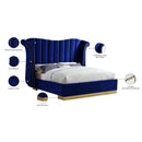 Meridian Flora Navy Velvet Queen Bed (3 Boxes) IMAGE 5