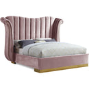  Color_Pink  Size_Queen  -- Flora Pink Velvet Upholstered Queen Bed IMAGE 1