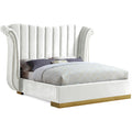  Color_White  Size_Queen  -- Flora White Velvet Upholstered Queen Bed IMAGE 1