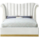 Meridian Flora White Velvet Queen Bed (3 Boxes) IMAGE 3