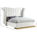  Color_White  Size_Queen  -- Flora White Velvet Upholstered Queen Bed IMAGE 4