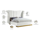  Color_White  Size_Queen  -- Flora White Velvet Upholstered Queen Bed IMAGE 5