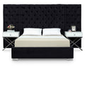  Color_Black Size_Queen -- Meridian Grande Upholstered Panel Bed IMAGE 1