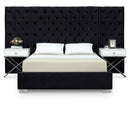  Color_Black  Size_Queen  -- Grande Black Velvet Upholstered Queen Bed IMAGE 1