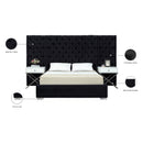  Color_Black  Size_Queen  -- Grande Black Velvet Upholstered Queen Bed IMAGE 4