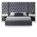  Color_Grey  Size_Queen  -- Grande Grey Velvet Upholstered Queen Bed IMAGE 1