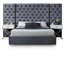  Color_Grey  Size_Queen  -- Grande Grey Velvet Upholstered Queen Bed IMAGE 1