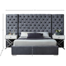 Meridian Grande Grey Velvet Queen Bed (3 Boxes) IMAGE 3
