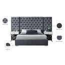  Color_Grey  Size_Queen  -- Grande Grey Velvet Upholstered Queen Bed IMAGE 4