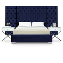  Color_Navy  Size_Queen  -- Grande Navy Velvet Upholstered Queen Bed IMAGE 1