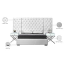 Color_White  Size_Queen  -- Grande White Velvet Upholstered Queen Bed IMAGE 4