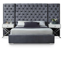  Color_Grey  Size_King  -- Grande Grey Velvet Upholstered King Bed IMAGE 1