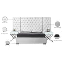 Meridian Grande White Velvet King Bed (3 Boxes) IMAGE 4