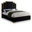  Color_Black/ Gold  Size_King  -- Meridian Hugo Upholstered Panel Bed IMAGE 1
