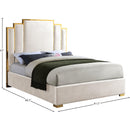  Color_Cream/ Gold  Size_King  -- Hugo Cream Velvet Upholstered King Bed IMAGE 4