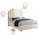  Color_Cream/ Gold  Size_King  -- Hugo Cream Velvet Upholstered King Bed IMAGE 5