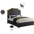  Color_Gold/ Grey  Size_King  -- Hugo Grey Velvet Upholstered King Bed IMAGE 5