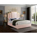  Color_Gold/ Pink  Size_King  -- Hugo Pink Velvet Upholstered King Bed IMAGE 2