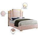  Color_Gold/ Pink  Size_King  -- Hugo Pink Velvet Upholstered King Bed IMAGE 5