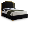  Color_Black/ Gold Size_Queen -- Meridian Hugo Upholstered Panel Bed IMAGE 1