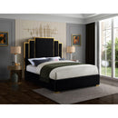  Color_Black/ Gold  Size_Queen  -- Hugo Black Velvet Upholstered Queen Bed IMAGE 2