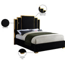  Color_Black/ Gold  Size_Queen  -- Hugo Black Velvet Upholstered Queen Bed IMAGE 5