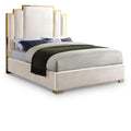  Color_Cream/ Gold Size_Queen -- Hugo Cream Velvet Upholstered Queen Bed IMAGE 1
