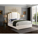  Color_Cream/ Gold  Size_Queen  -- Hugo Cream Velvet Upholstered Queen Bed IMAGE 2