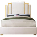 Meridian Hugo Cream Velvet Queen Bed IMAGE 3