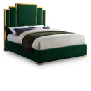  Color_Gold/ Green  Size_Queen  -- Hugo Green Velvet Upholstered Queen Bed IMAGE 1