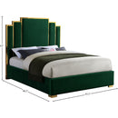  Color_Gold/ Green  Size_Queen  -- Hugo Green Velvet Upholstered Queen Bed IMAGE 4