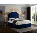  Color_Gold/ Navy  Size_Queen  -- Hugo Navy Velvet Upholstered Queen Bed IMAGE 2