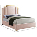  Color_Gold/ Pink  Size_Queen  -- Hugo Pink Velvet Upholstered Queen Bed IMAGE 4