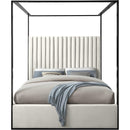  Color_Cream/ Black  Size_King  -- Meridian Jax Upholstered Canopy Bed IMAGE 3