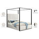  Color_Cream/ Black  Size_King  -- Meridian Jax Upholstered Canopy Bed IMAGE 6