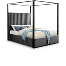  Color_Black/ Grey  Size_King  -- Jax Grey Velvet Upholstered King Bed IMAGE 1