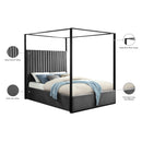 Meridian Jax Grey Velvet King Bed IMAGE 6